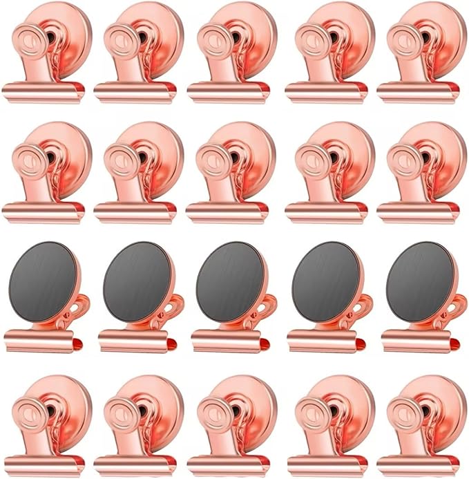 Strong Magnetic Clips, 20 Pack, 1.2 Inch, 30 mm, Rose Gold, Refrigerator Magnet by Makanu