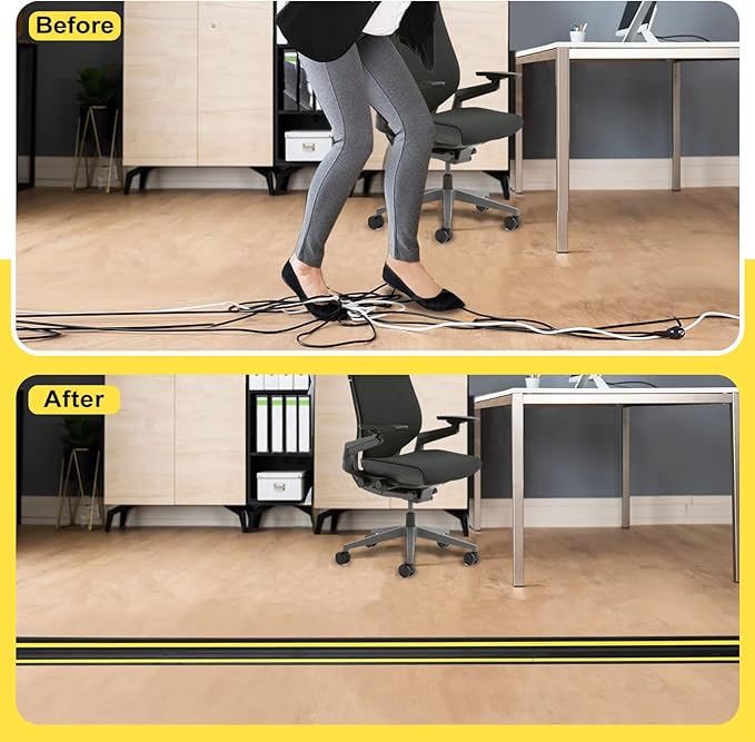 10 ft Floor Cable Cover Protector, Heavy Duty PVC Duct Easy to Unroll, Prevent - Image 7