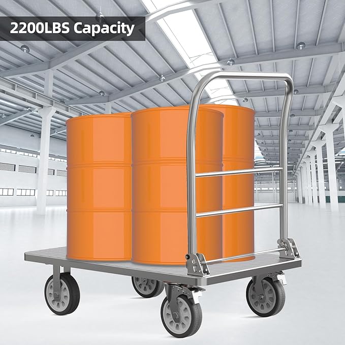 Heavy Duty Platform Truck Cart, Flatbed Cart Folding Hand Trucks, - Image 6