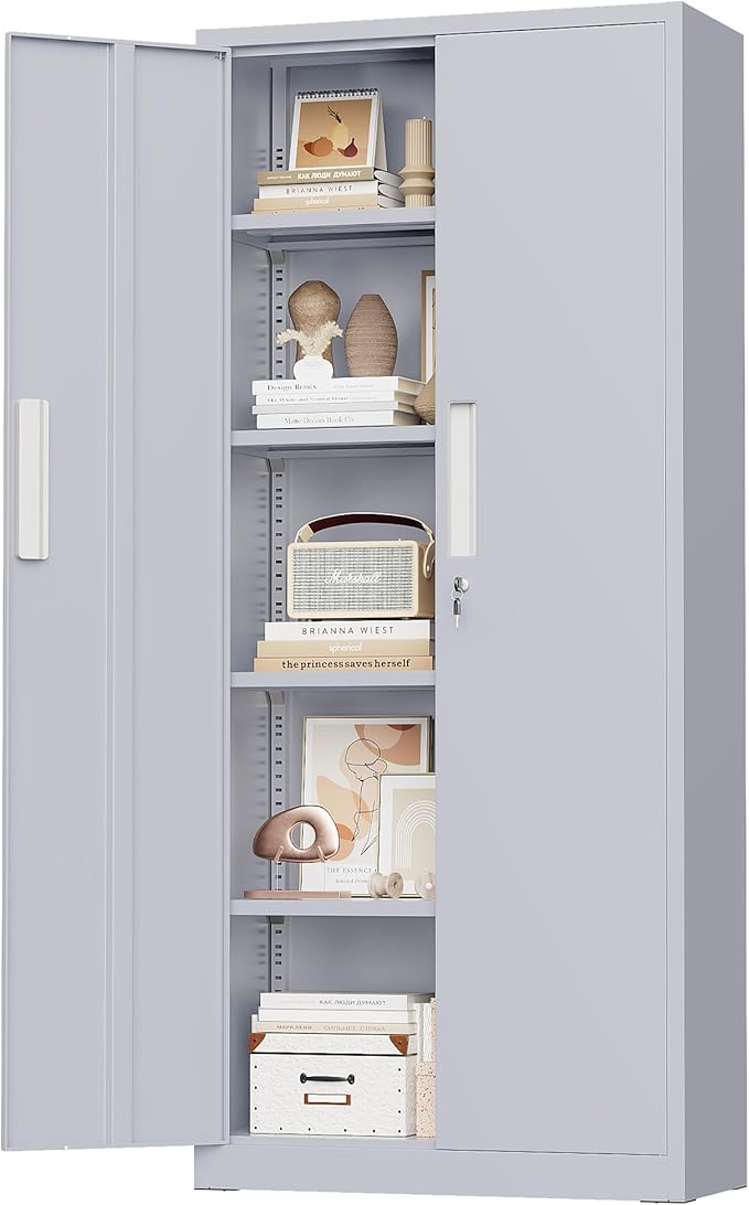 Crownland 63" Metal Storage Cabinet, Lockable Garage Storage Cabinets, High by Crownland