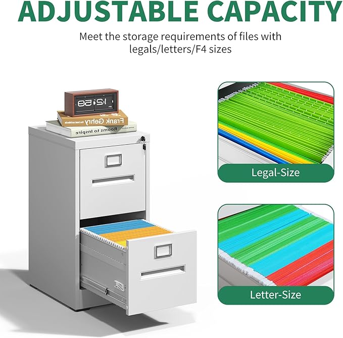 Metal File Cabinet with Drawer, Vertical File Cabinet with Lock - Image 4