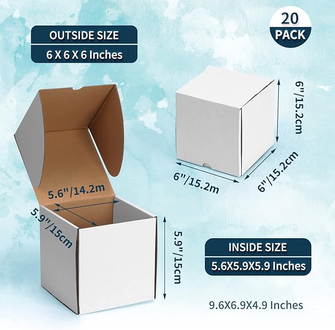 WIFTREY 6x6x6 White Shipping Boxes 20 Pack - Image 2