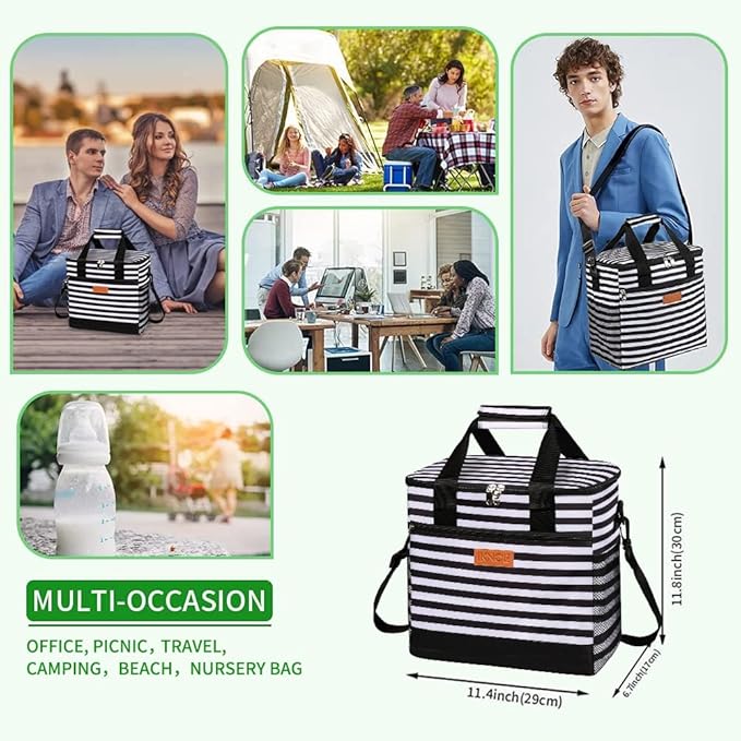 Iknoe Large Cooler Bag Collapsible 24 Can Insulated Bags Leakproof Lunch Cooler - Image 6