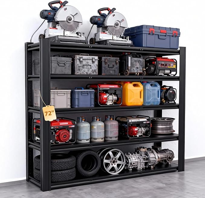 Metal Storage Shelves Unit, 5-Tier Adjustable Heavy Duty Garage Shelving by Unknown