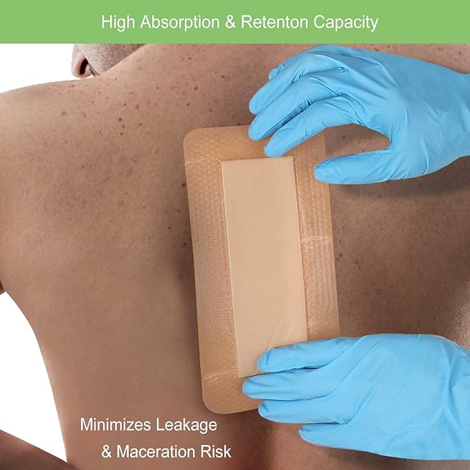 NeuHeils Silicone Super Absorbent Wound Dressing, 4x8 Inch, 2x6 Inch Absorbent - Image 5