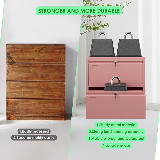 Aobabo 2 Drawer Wide Lateral File Cabinet, Metal Filing Cabinet - Image 4