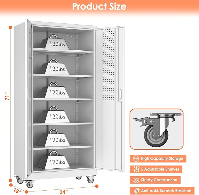 Aobabo Upgrade 71H''*34''W*18''D Metal Garage Storage Cabinet - Image 3
