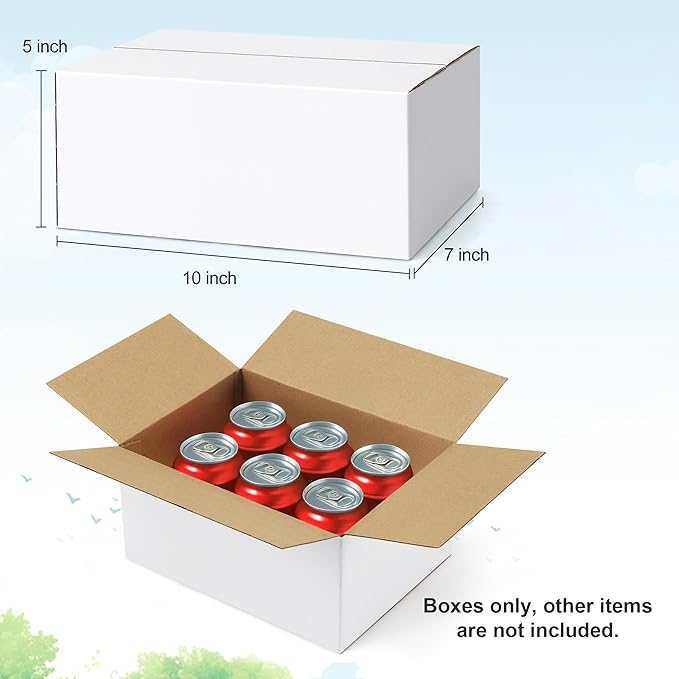 Famagic 10 Pack 10x7x5 Inch Small Shipping Boxes White Corrugated Cardboard - Image 2