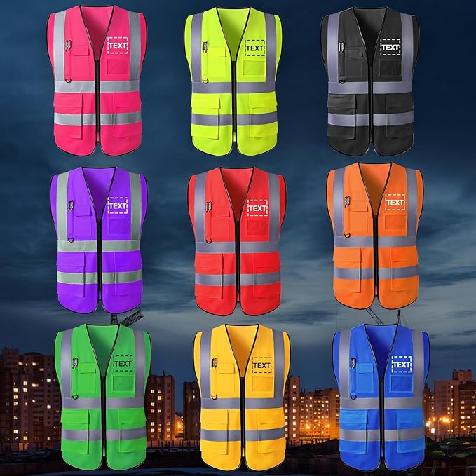 Custom Safety Vest for Men High Visibility Protective Workwear 5 Pockets Class 2 - Image 2