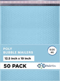 Light Blue 12.5x19.5 Inch Large Poly Bubble Mailers #6 | Padded Envelopes by MAILERVIEW
