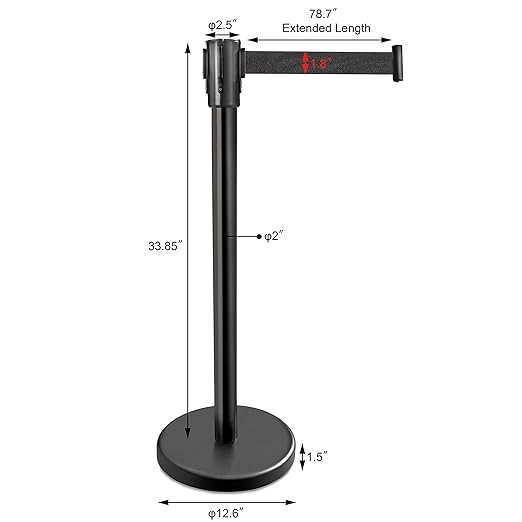 New Star Foodservice 54590 Stanchions, 36-Inch Height, 6.5-Foot Retractable Belt - Image 2