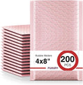 Fuxury Bubble Mailers 4x8 Inch Light Pink 200 Pack Padded Envelopes Usable Size by Fuxury