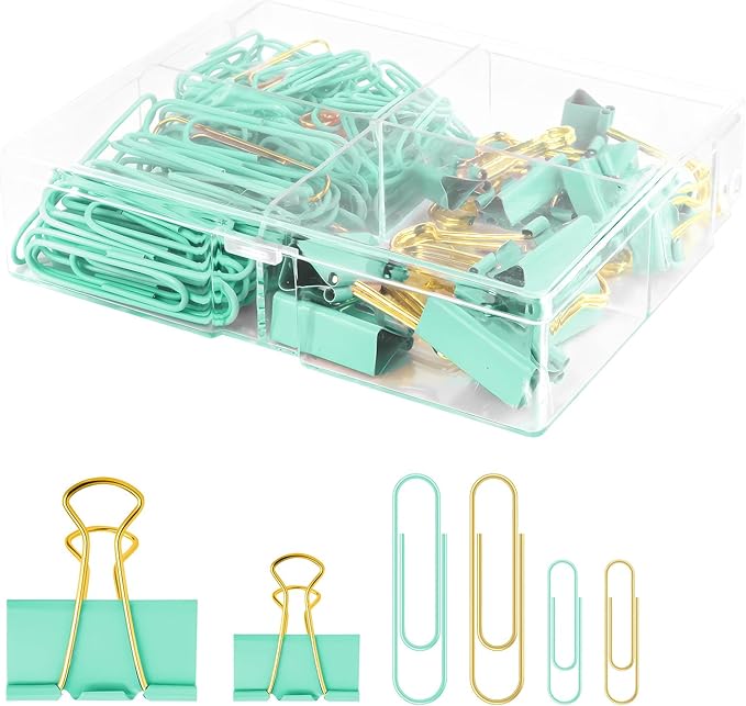 Cute Paper Clips Binder Clips Combo Set, 165 Psc, Cute Office Supplies Set by CREECHWA