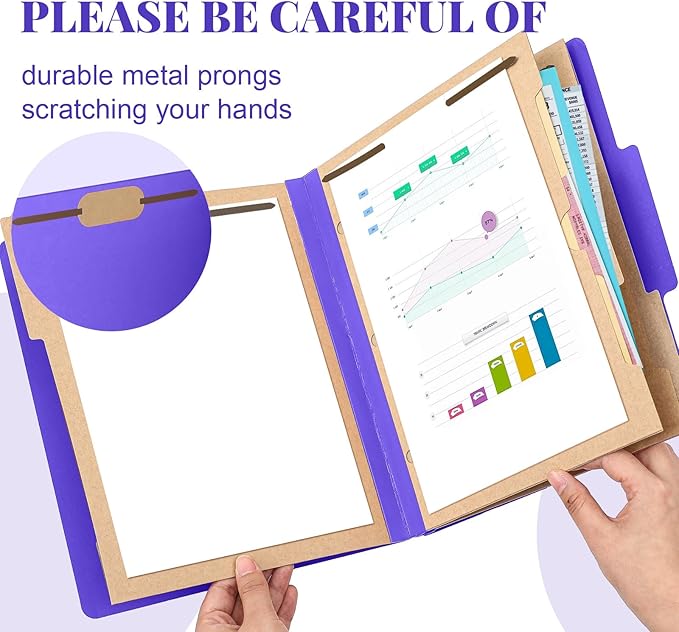12 Pcs Classification Folders Letter Size 3 Pocket Dividers Employee File Folder - Image 3