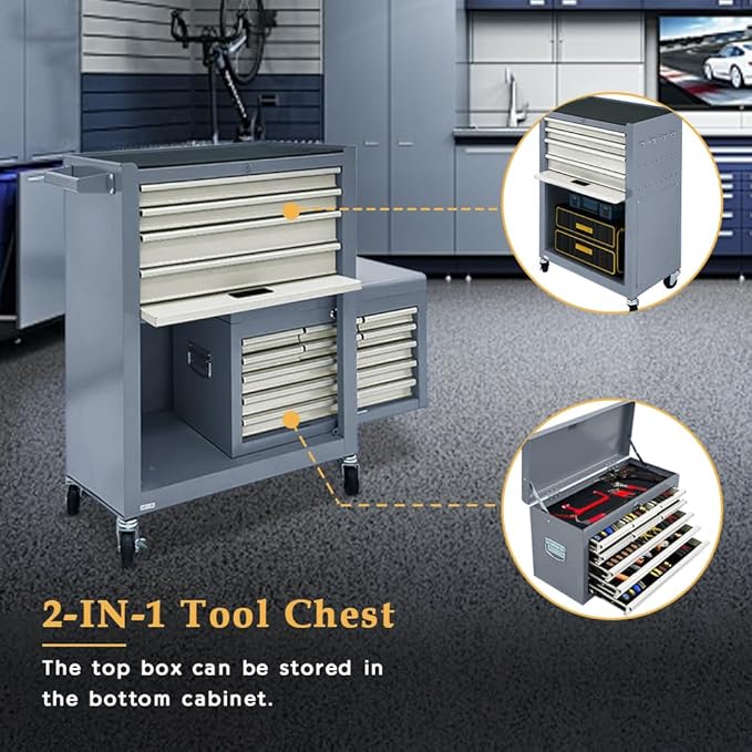 13-Drawer Rolling Tool Chest, 2 in 1 Side-Opening Tool Chest, Tool Box - Image 6