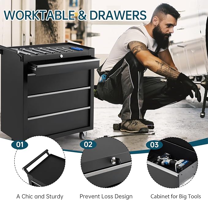 Heavy-Duty 4-Drawer Rolling Tool Chest - Image 9