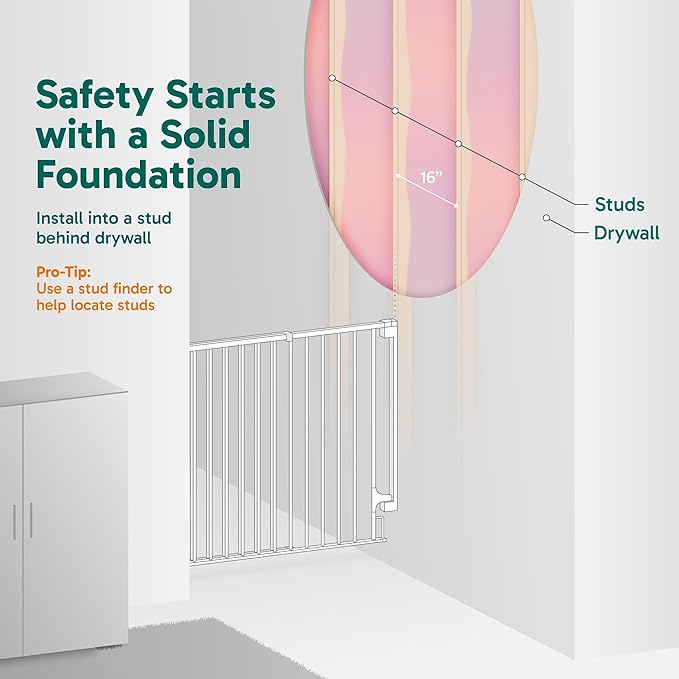 Cumbor 29.2–43" Baby Gate for Stairs, Wall-Mounted, Expandable No Bottom Bar - Image 8
