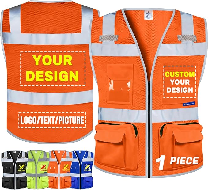 BeautyWill Custom Logo Safety Vest Class 2 High Visibility Reflective Vest by BeautyWill