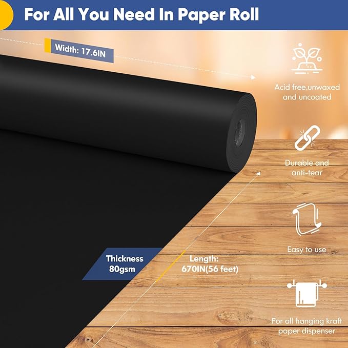 Vanhench Black Art & Construction Paper 17.6"×670", Moving Supplies, Poster - Image 2