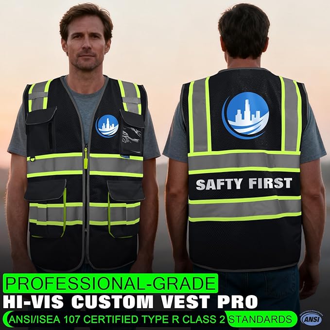 BeautyWill 5 Pack Safety Vest Class2 ANSI Certified Custom Logo High Visibility - Image 7