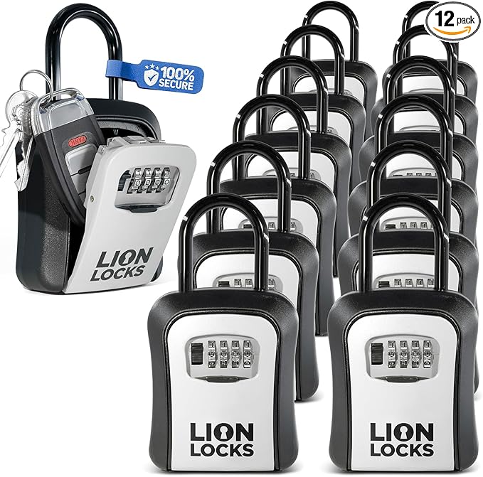 Key Lock Box for Keys with Code 4 Digit Combination Lockbox for Keys Outdoor by LionLocks