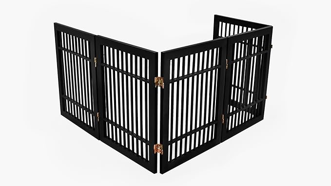 Pet Dog Gate Strong and Durable Freestanding Folding Acacia Hardwood Portable - Image 8