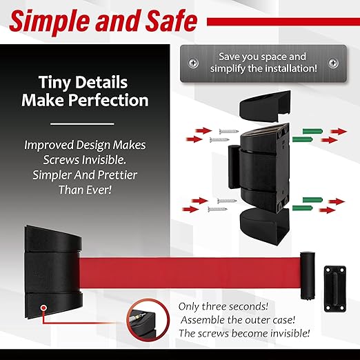 DuraSteel Wall Mount Crowd Control Retractable Belt Barrier - Image 5
