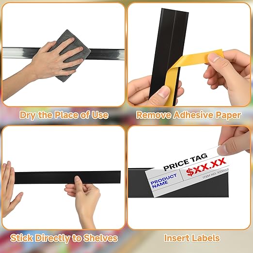 50 Pcs Shelf Label Strips, Self Adhesive Shelf Label Holder, 1.5''H x 48''L - Image 7
