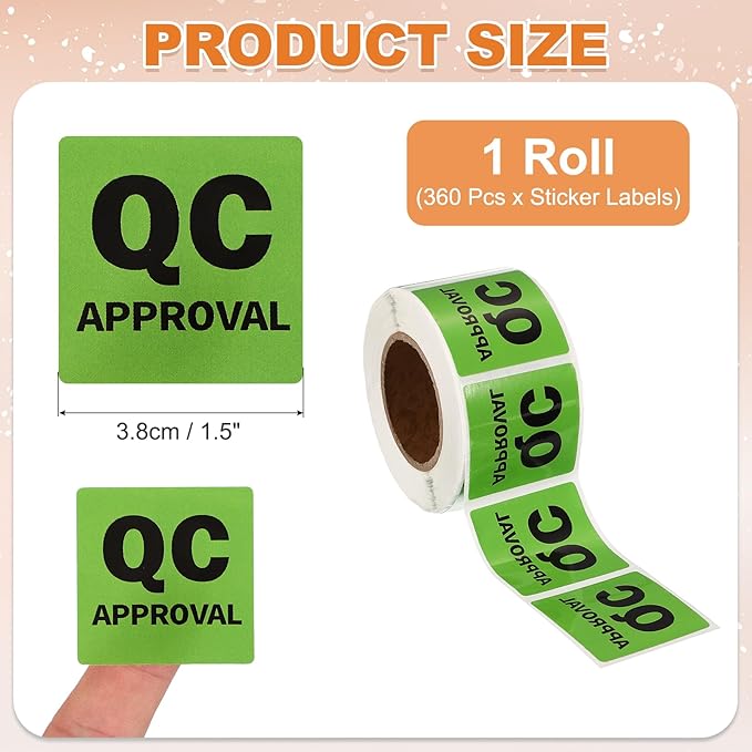 PATIKIL 360 Pcs 1 Roll QC Approval Labels, 1.5 Inch Square Inventory Control - Image 2