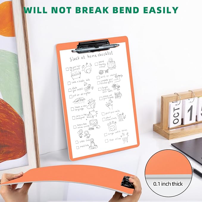 Orange Clipboard with Pen Holder, 2 Pack Plastic Clipboard with Low Profile - Image 7