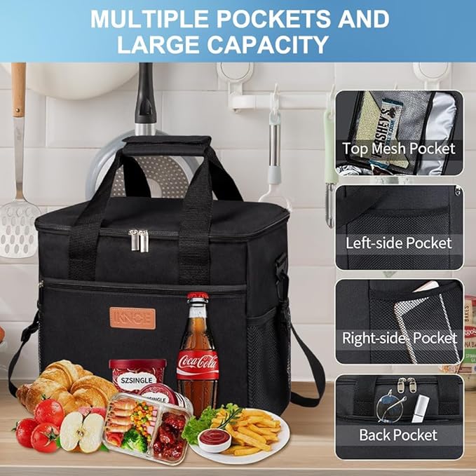 Iknoe Large Cooler Bag Collapsible 24 Can Insulated Bags Leakproof Lunch Cooler - Image 3