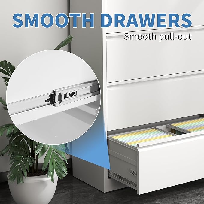 File Cabinets 4 Drawer, Metal Office Storage Filing Cabinet - Image 6