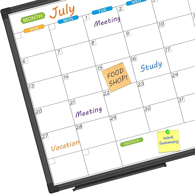 JILoffice Magnetic Dry Erase Calendar Whiteboard, 1 Month White Board Calendar - Image 7