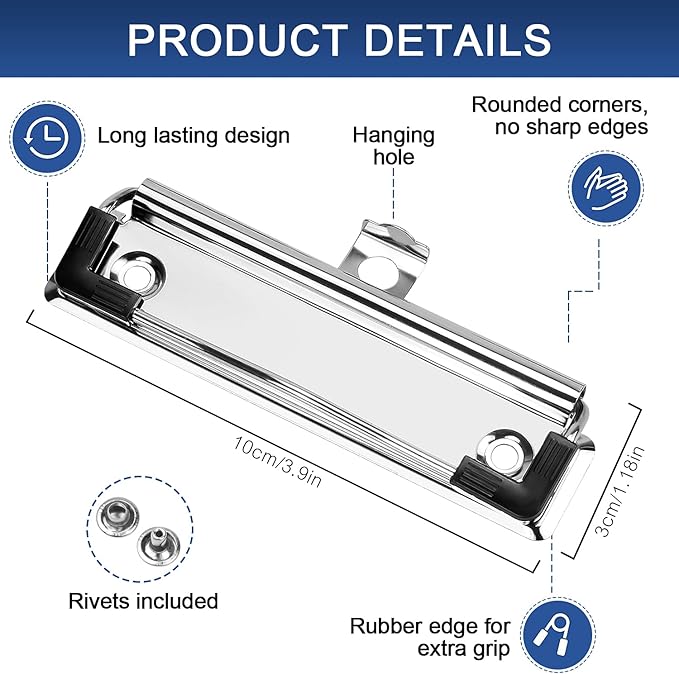Meetory 10 Pack Mountable Clipboard Clips, Spring Loaded Surface Mount Handle - Image 2