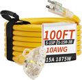 100 FT 10 Gauge Outdoor Extension Cord by PlugSaf