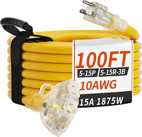 100 FT 10 Gauge Outdoor Extension Cord by PlugSaf