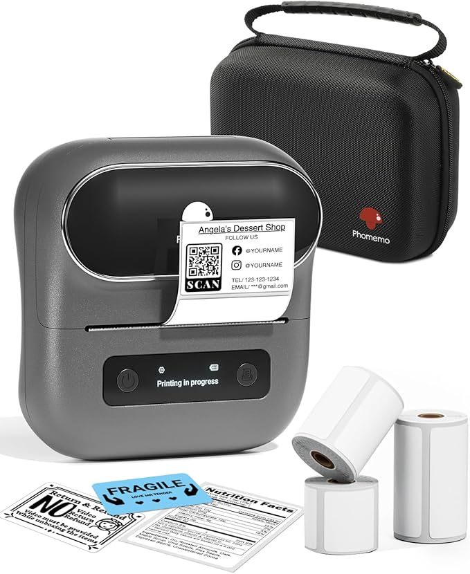 Phomemo Label Printer, M220 Thermal Bluetooth Barcode Label Maker, by Phomemo