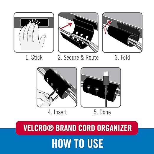 Velcro Brand Cord Organizer for Desk & Nightstand, Stocking Stuffers for Adults - Image 5
