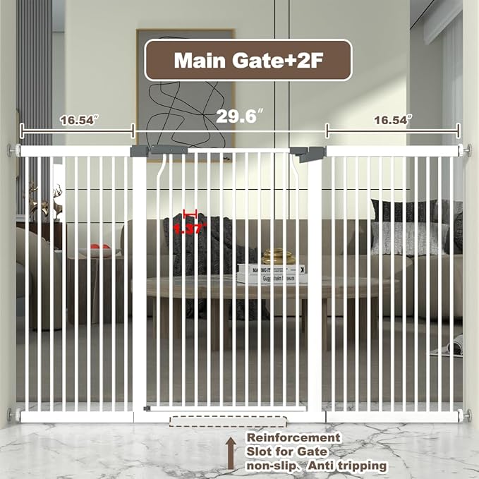 41" Extra Tall and Wide Baby Gate, 63-65.7'' Wide Pet Cat Gate - Image 3