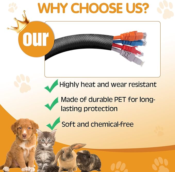 Poen 3 Pack 30ft Cord Protectors from Pets No Chew, 1/2 Inch Ultra Durable Cord - Image 4