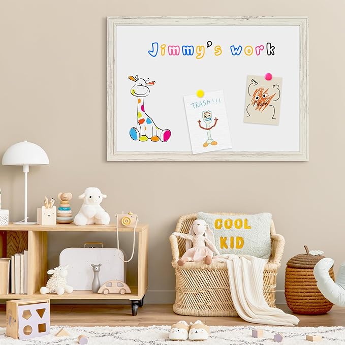 4 THOUGHT Dry Erase Board, 18 x 24 in Magnetic Whiteboard White Vintage Wood - Image 7