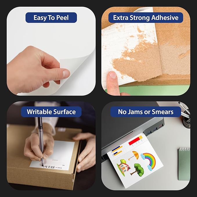 500 Sheet | 8.5" x 11" 2 UP Half Sheet Self Adhesive Shipping Labels - Image 3