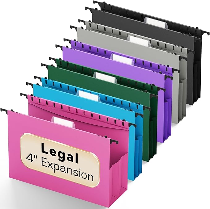 Expandable Legal Size Hanging Folders Extra Capacity, Reinforced 4" Filing by NORDUN
