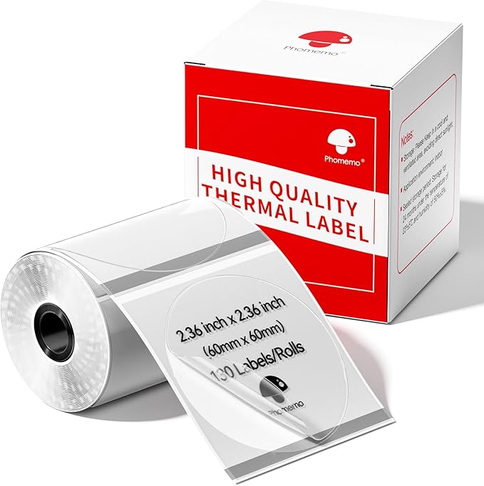 Phomemo Thermal Labels- 2.13"x2.13" Clear Circle M220 Label- by Phomemo