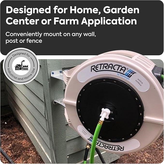 Macnaught Retractable Garden Hose Reel, 82 Ft Water Hose Reel Heavy Duty - Image 4