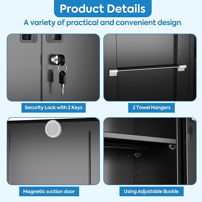 Garage Storage Cabinet with Wheels, Broom Closet Storage Cabinet with Pegboards - Image 7