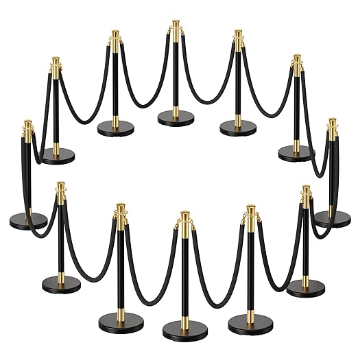 12pcs Sturdy Stanchion Posts, Water/Sand/Concrete Fillable Leakproof Base by CAMMOO