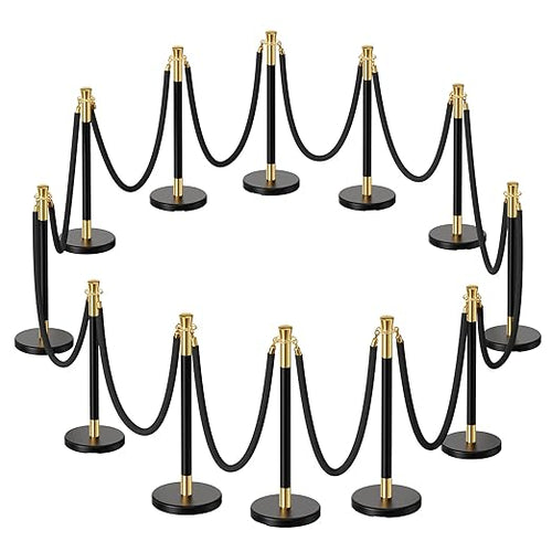 12pcs Sturdy Stanchion Posts, Water/Sand/Concrete Fillable Leakproof Base by CAMMOO