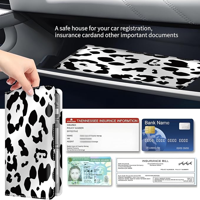 Premium Car Registration and Insurance Card Holder, Cute PU Leather Car - Image 3