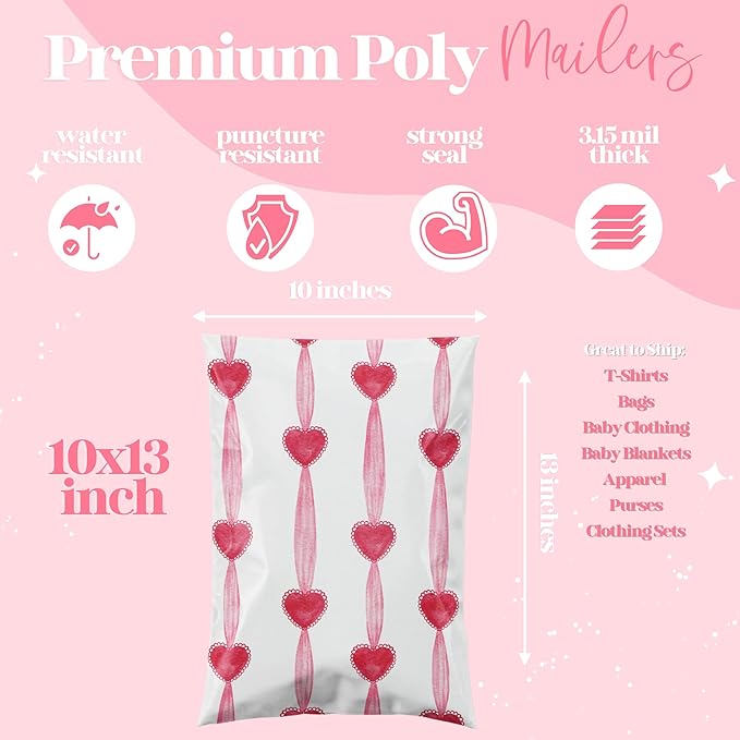 10x13 Designer Poly Mailer 100 Pack Heavy Duty Waterproof Self Seal Shipping - Image 2